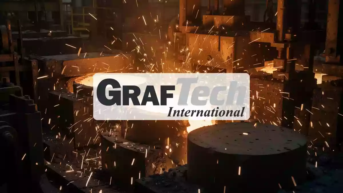 Abstrakte Darstellung einer industriellen Fertigung mit glühendem Metall in einer Gießerei. Illustration mit AI erstellt.
