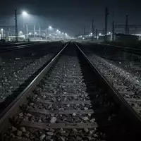 Leere Bahngleise bei Nacht mit Schotterbett und Stahlschienen in einer stimmungsvollen, menschenleeren Umgebung. - Foto: über boerse-global.de