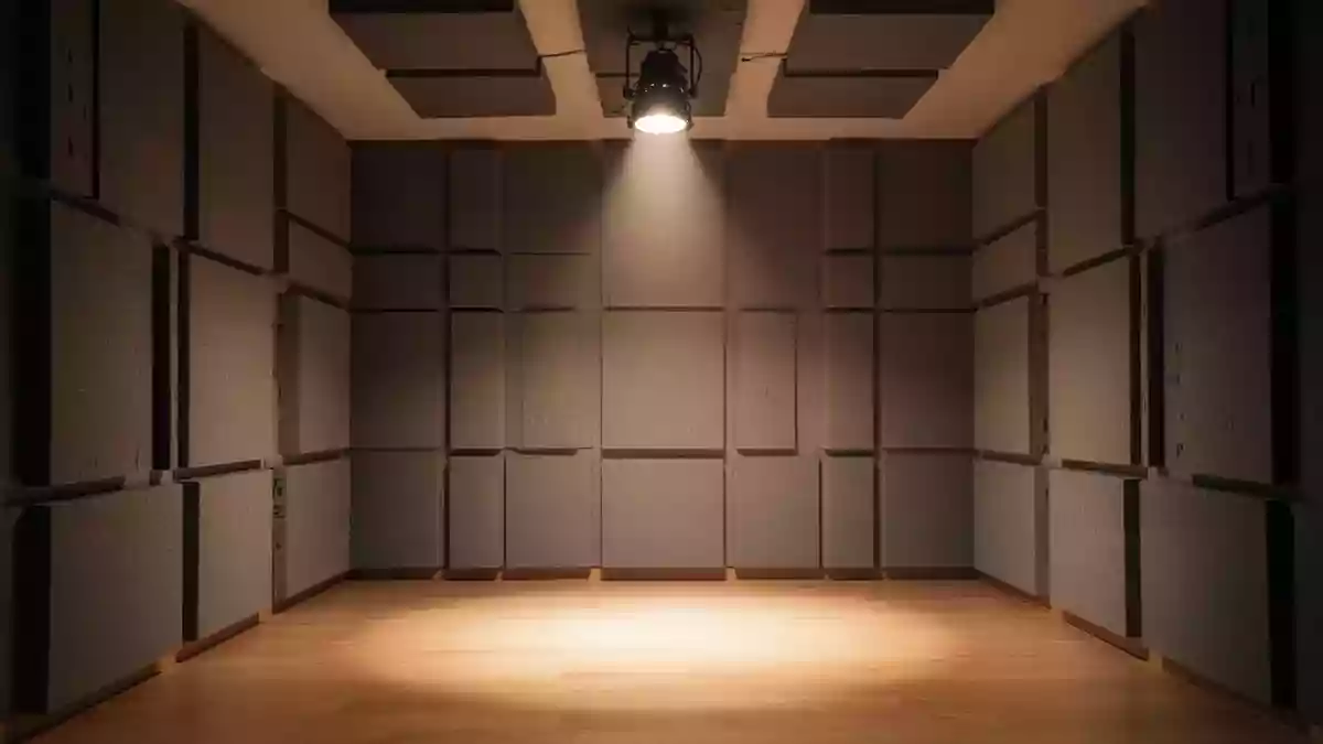 Ein minimalistisches, modernes Akustikstudio mit schallabsorbierenden Wandpaneelen in neutraler Umgebung. Illustration mit AI erstellt.