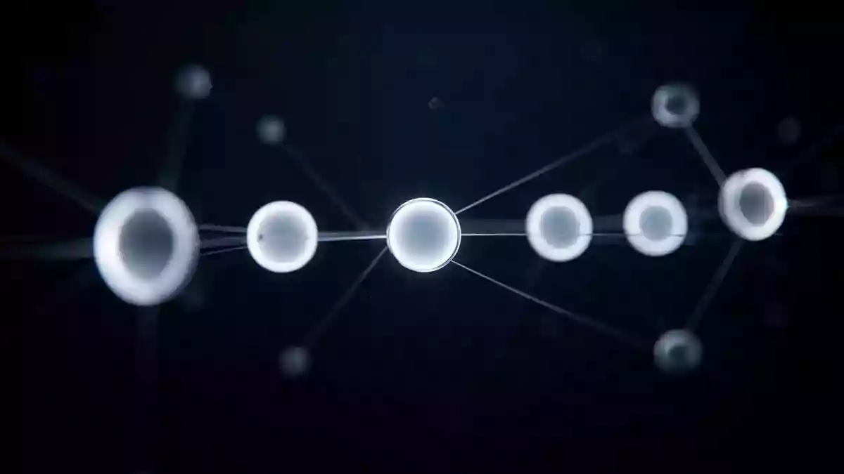 Abstrakte Darstellung digitaler Kommunikationssicherheit mit leuchtenden Lichtpunkten auf dunklem Hintergrund. Illustration mit AI erstellt.