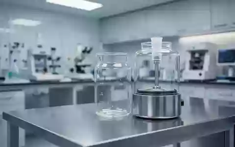 Ein steriler Labortisch mit einem gläsernen Zentrifugengefäß in einem modernen medizinischen Forschungslabor. - Foto: über boerse-global.de