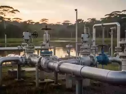 Industrielle Wasserinfrastruktur bei Sonnenaufgang, symbolisch für die Copasa-Anlagen. - Foto: über boerse-global.de