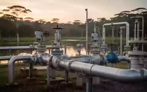 Industrielle Wasserinfrastruktur bei Sonnenaufgang, symbolisch für die Copasa-Anlagen. - Foto: über boerse-global.de