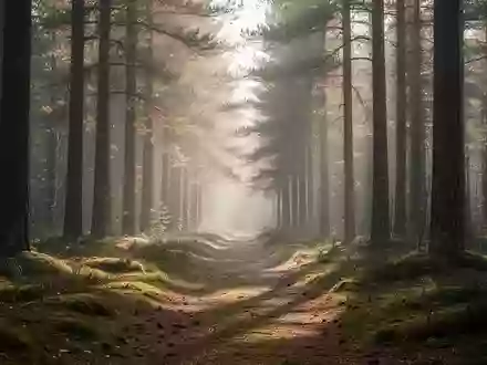 Ein ruhiger Waldweg am Morgen mit sanftem Licht, das durch die Baumwipfel fällt und eine Atmosphäre der Entspannung erzeugt. - Foto: über boerse-global.de