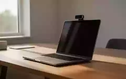 Ein moderner Laptop auf einem Schreibtisch in einem hellen Büro, Fokus auf die Webcam und Hardware. - Foto: über boerse-global.de