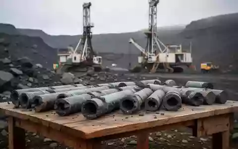 Bohrkernproben auf einem Arbeitstisch an einer abgelegenen Bergbaustätte im Freien. - Foto: über boerse-global.de