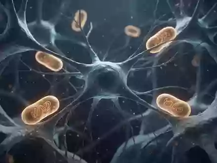 Mikroskopische Aufnahme komplexer neuronaler Zellstrukturen und Mitochondrien in einem biologischen Gewebe. - Foto: über boerse-global.de
