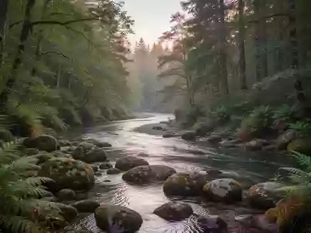 Ein üppiger, naturbelassener Wald mit einem fließenden Fluss im morgendlichen Licht als Symbol für Biodiversität. - Foto: über boerse-global.de