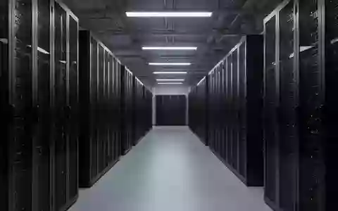 Moderne, minimalistische Server-Infrastruktur in einer industriellen Speicheranlage mit geordneten, mattschwarzen Metallregalen. - Foto: über boerse-global.de