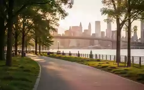 Der Brooklyn Bridge Park mit Blick auf die Skyline von Manhattan bei Sonnenuntergang. - Foto: über boerse-global.de
