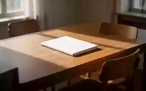 Ein minimalistischer Schreibtisch mit einem geschlossenen Notizbuch in einem hellen, ruhigen Raum. - Foto: über boerse-global.de