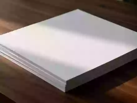 Ein Stapel unbeschriebener weißer Papierblätter auf einem dunklen Holztisch in natürlichem Licht. - Foto: über boerse-global.de