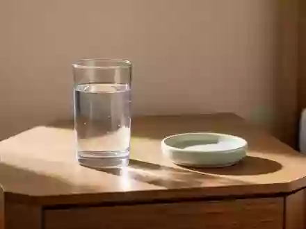 Ein Glas Wasser auf einem hölzernen Nachttisch in weichem Tageslicht. - Foto: über boerse-global.de