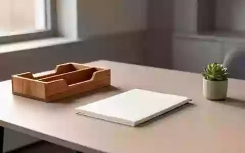 Ein minimalistischer, aufgeräumter Arbeitsplatz mit natürlichem Lichteinfall, einem Notizbuch und einer kleinen Pflanze. - Foto: über boerse-global.de