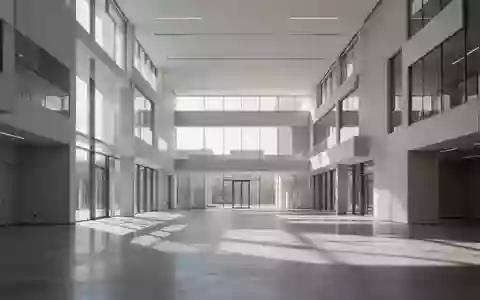 Ein minimalistisch gestaltetes, leeres Atrium in einem modernen Bürogebäude mit klaren architektonischen Linien und natürlichem Lichteinfall. - Foto: über boerse-global.de