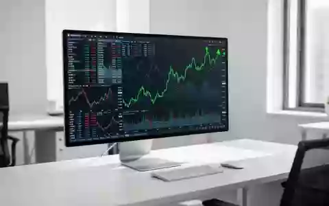 Ein moderner Schreibtisch mit einem Computerbildschirm, der abstrakte Finanzdaten und steigende Aktienkurse anzeigt. - Foto: über boerse-global.de