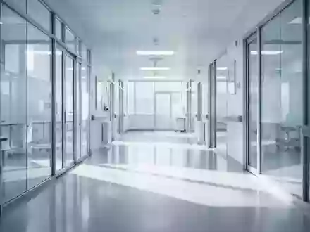 Ein heller, steriler Klinikflur mit modernen architektonischen Linien und natürlichem Lichteinfall. - Foto: über boerse-global.de