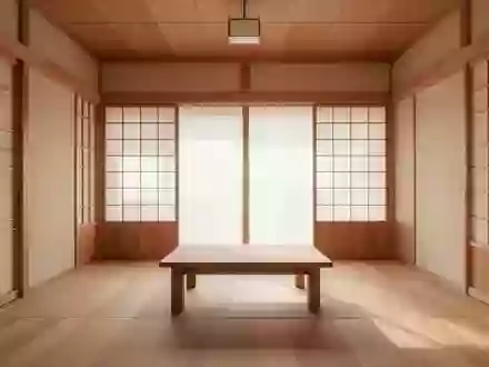 Ein minimalistischer, lichtdurchfluteter Raum im japanischen Stil mit Holzboden und Shoji-Trennwänden. - Foto: über boerse-global.de