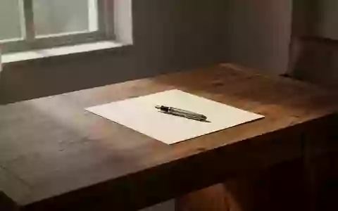 Ein minimalistischer Schreibtisch mit einem Füllfederhalter auf einem leeren Blatt Papier in natürlichem Licht. - Foto: über boerse-global.de