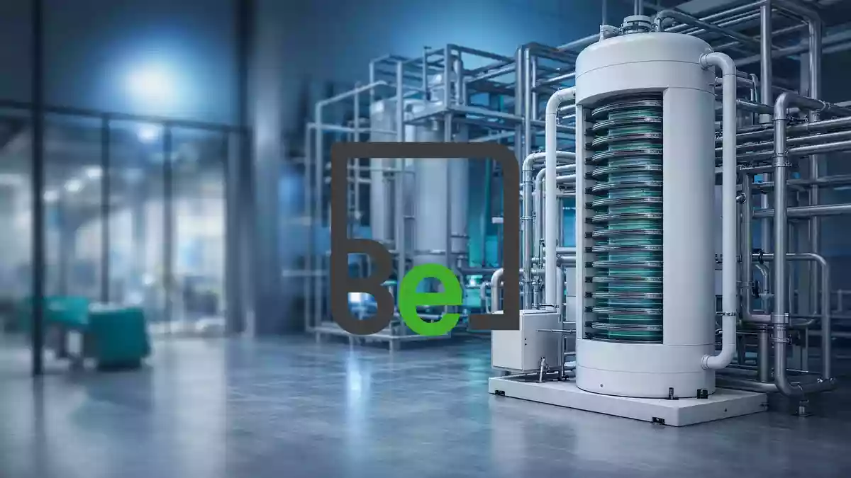 Abstrakte Darstellung moderner Wasserstoff-Brennstoffzellentechnologie in einer industriellen Umgebung. Illustration mit AI erstellt.