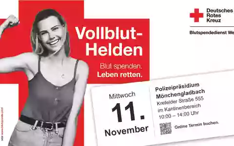 POL-MG: Vollbluthelden- Blutspendeaktion des Deutschen Roten Kreuzes am 11.11.2026 im Polizeipräsidium Mönchengladbach - Foto: presseportal.de