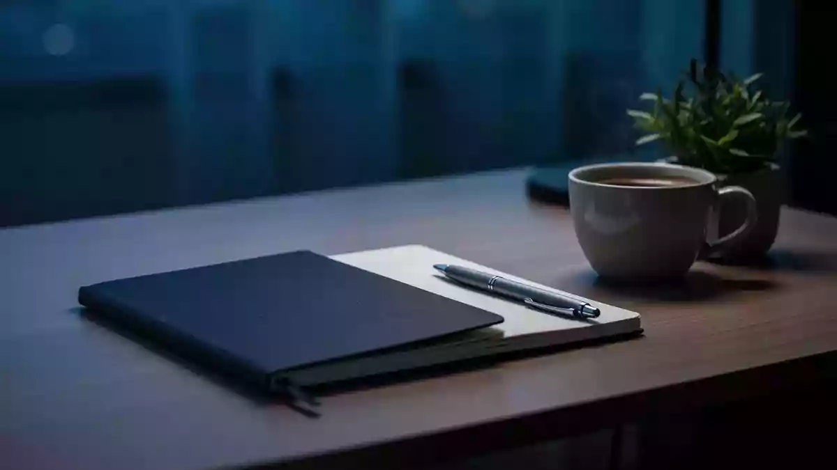 Symbolic image: tidy desk with a notebook Illustration mit AI erstellt.