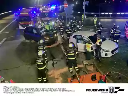 FW-M: Verkehrsunfall mit zwei Pkw (Forstenried) - Foto: presseportal.de