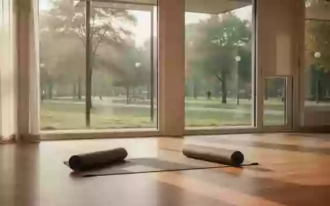 Ein heller, ruhiger Sportraum mit Holzboden und einer Yogamatte vor einem Fenster mit Blick ins Grüne. - Foto: über boerse-global.de
