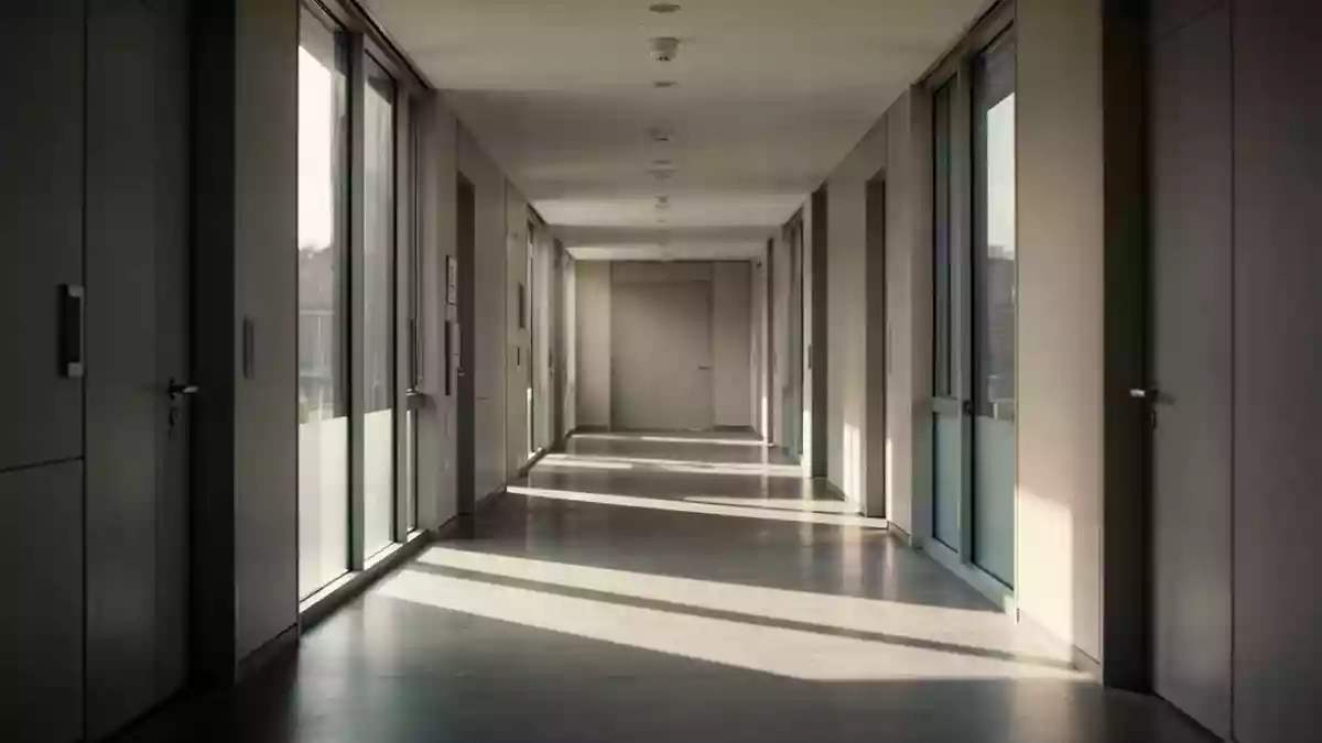 Ein heller, ruhiger Flur in einem modernen Verwaltungsgebäude mit klaren Linien und dezentem Lichteinfall. Illustration mit AI erstellt.