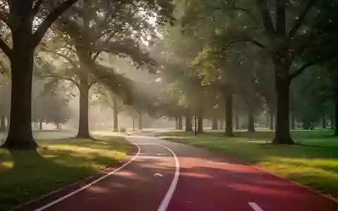 Ein leerer, sonnendurchfluteter Joggingpfad in einem grünen Park als Symbol für einen gesunden Lebensstil. - Foto: über boerse-global.de