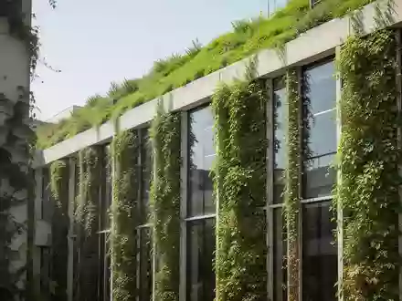 Ein modern begrüntes Gebäude mit Fassadenbegrünung und Dachgarten als Maßnahme zur Hitzeprävention. - Foto: über boerse-global.de