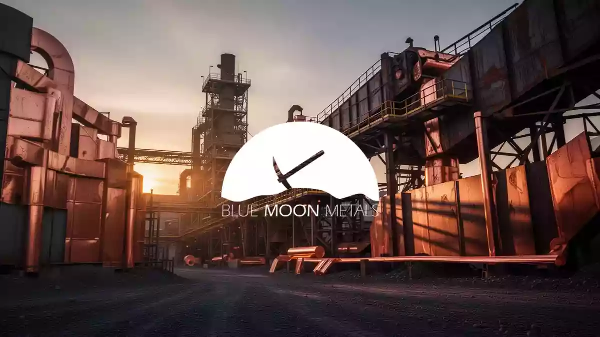 Industrielle Metallverarbeitungsanlage bei Sonnenuntergang mit Fokus auf metallische Strukturen und moderne Industrietechnik. Illustration mit AI erstellt.