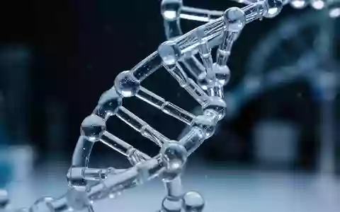 Eine Nahaufnahme eines gläsernen DNA-Modells vor einem unscharfen, dunklen Laborhintergrund. - Foto: über boerse-global.de