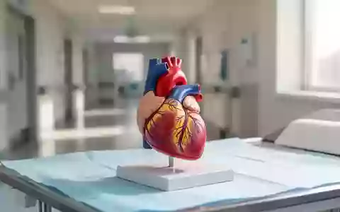 Anatomisches Modell eines menschlichen Herzens auf einem medizinischen Untersuchungstisch in einem hellen Raum. - Foto: über boerse-global.de