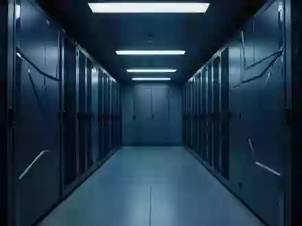 Ein minimalistischer, metallischer Korridor in einem hochsicheren Serverraum mit kühler Beleuchtung. - Foto: über boerse-global.de