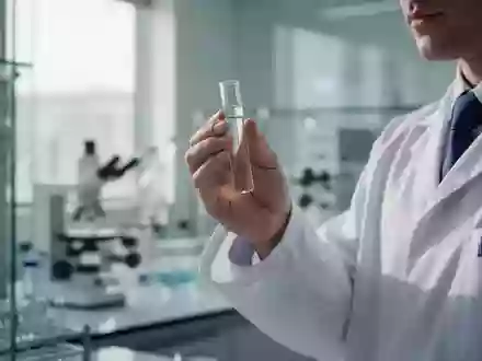Ein Wissenschaftler hält eine Glasampulle in einem modernen, hellen Labor. - Foto: über boerse-global.de