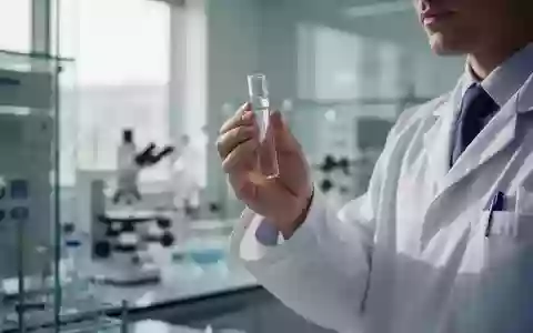Ein Wissenschaftler hält eine Glasampulle in einem modernen, hellen Labor. - Foto: über boerse-global.de