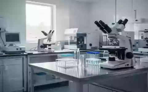 Ein modernes, steriles klinisches Labor mit hochwertigen Analysegeräten und Glasbehältern auf einem Edelstahltisch. - Foto: über boerse-global.de