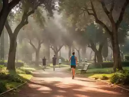 Ein sonniger Pfad in einem Park, der zu einem gesunden und aktiven Lebensstil einlädt. - Foto: über boerse-global.de