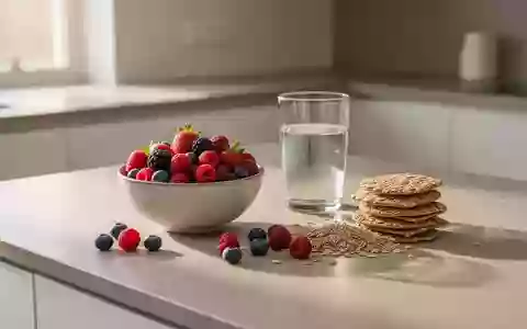 Eine minimalistische Küchentheke mit frischen Beeren und Vollkornzutaten in natürlichem Morgenlicht. - Foto: über boerse-global.de