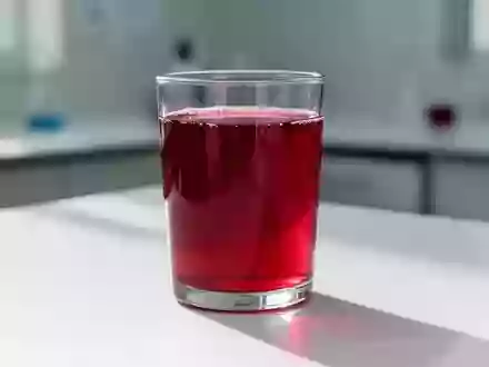 Ein Glas mit tiefrotem Cranberrysaft auf einer sauberen, hellen Laboroberfläche bei natürlichem Licht. - Foto: über boerse-global.de