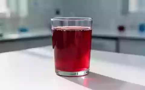 Ein Glas mit tiefrotem Cranberrysaft auf einer sauberen, hellen Laboroberfläche bei natürlichem Licht. - Foto: über boerse-global.de