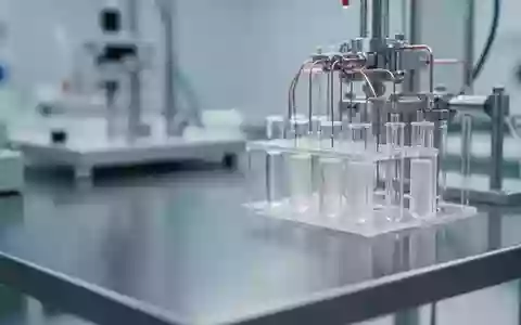 Ein steriler, hochmoderner Laborarbeitsplatz mit feinmechanischen Versuchsaufbauten und Glasgeräten in einer klinischen Umgebung. - Foto: über boerse-global.de