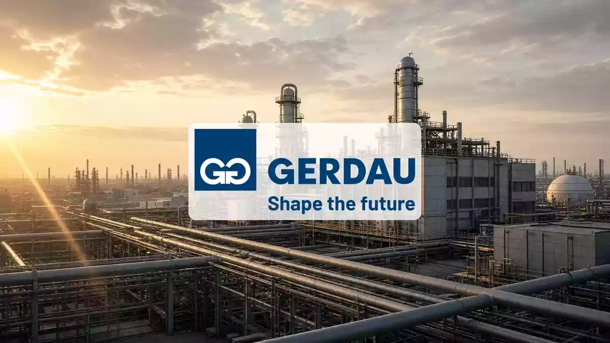 Moderne Stahlproduktionsanlage in warmem Licht, die industrielle Stärke und wirtschaftliches Wachstum symbolisiert. Illustration mit AI erstellt.