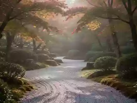 Ein ruhiger Kiesweg in einem japanischen Garten bei Morgenlicht. - Foto: über boerse-global.de