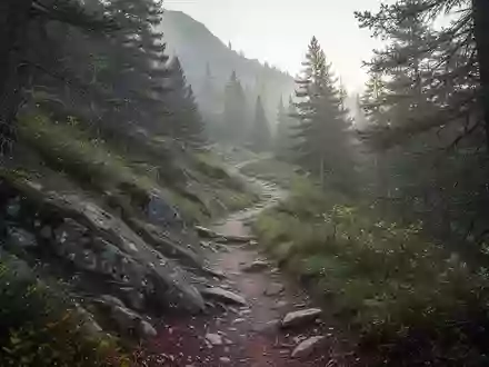 Ein steil ansteigender Waldpfad in einer Berglandschaft im weichen Licht des frühen Morgens. - Foto: über boerse-global.de