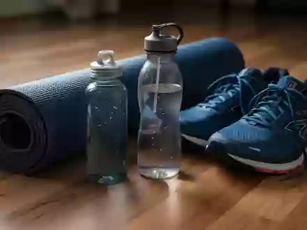 Symbolbild: Yogamatte, Trinkflasche und Laufschuhe - Foto: über boerse-global.de