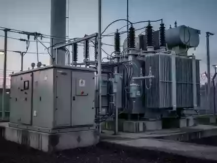 Industrielle Transformatorenstation in einer sterilen Umgebung bei Dämmerung zur Symbolisierung kritischer Infrastruktur. - Foto: über boerse-global.de