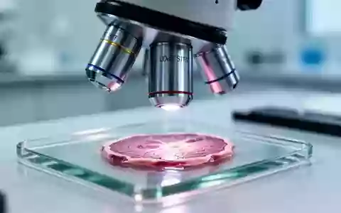 Ein Labormikroskop mit einem Gewebepräparat auf einem Objektträger in einer klinischen Umgebung. - Foto: über boerse-global.de