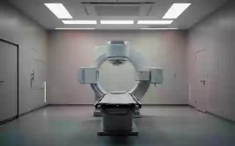 Ein klinischer Behandlungsraum für Strahlentherapie mit einem modernen Linearbeschleuniger in einer ruhigen, sterilen Umgebung. - Foto: über boerse-global.de